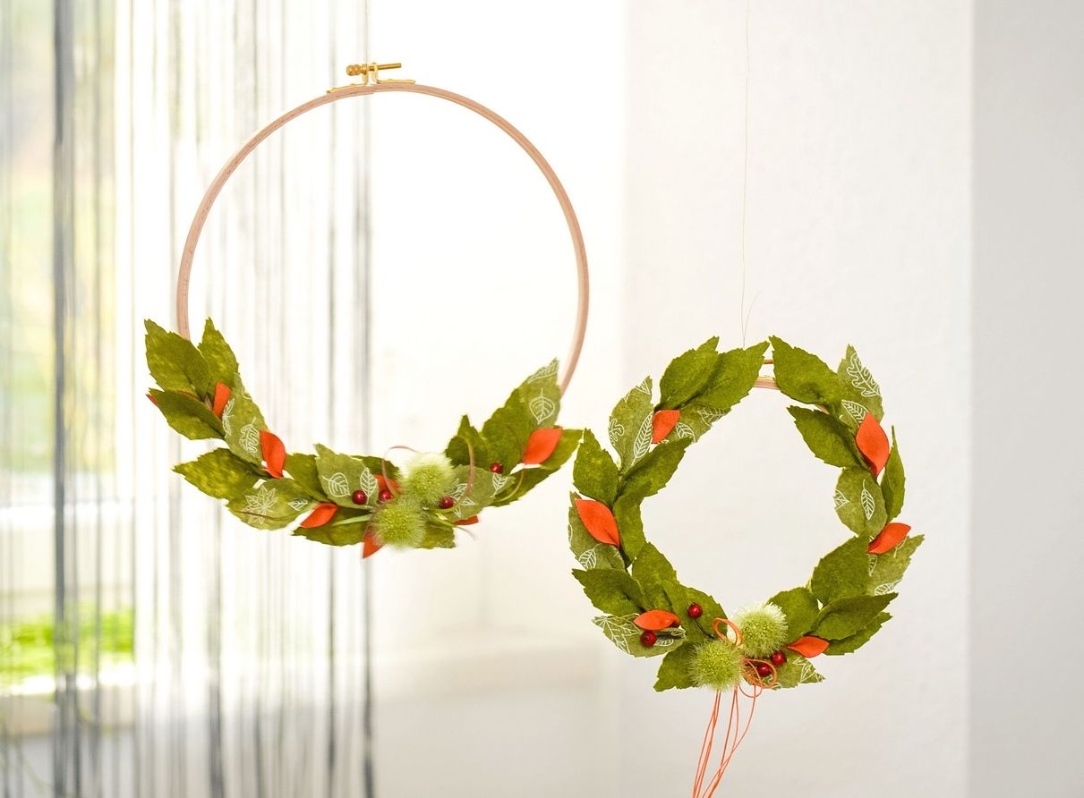 Decorazione Foglie Acero Ghirlanda Autunnale Con Foglie E Funghi - Decorazione Ringraziamento E Feste Raccolto Decorazione Ringraziamento Foglie - 14