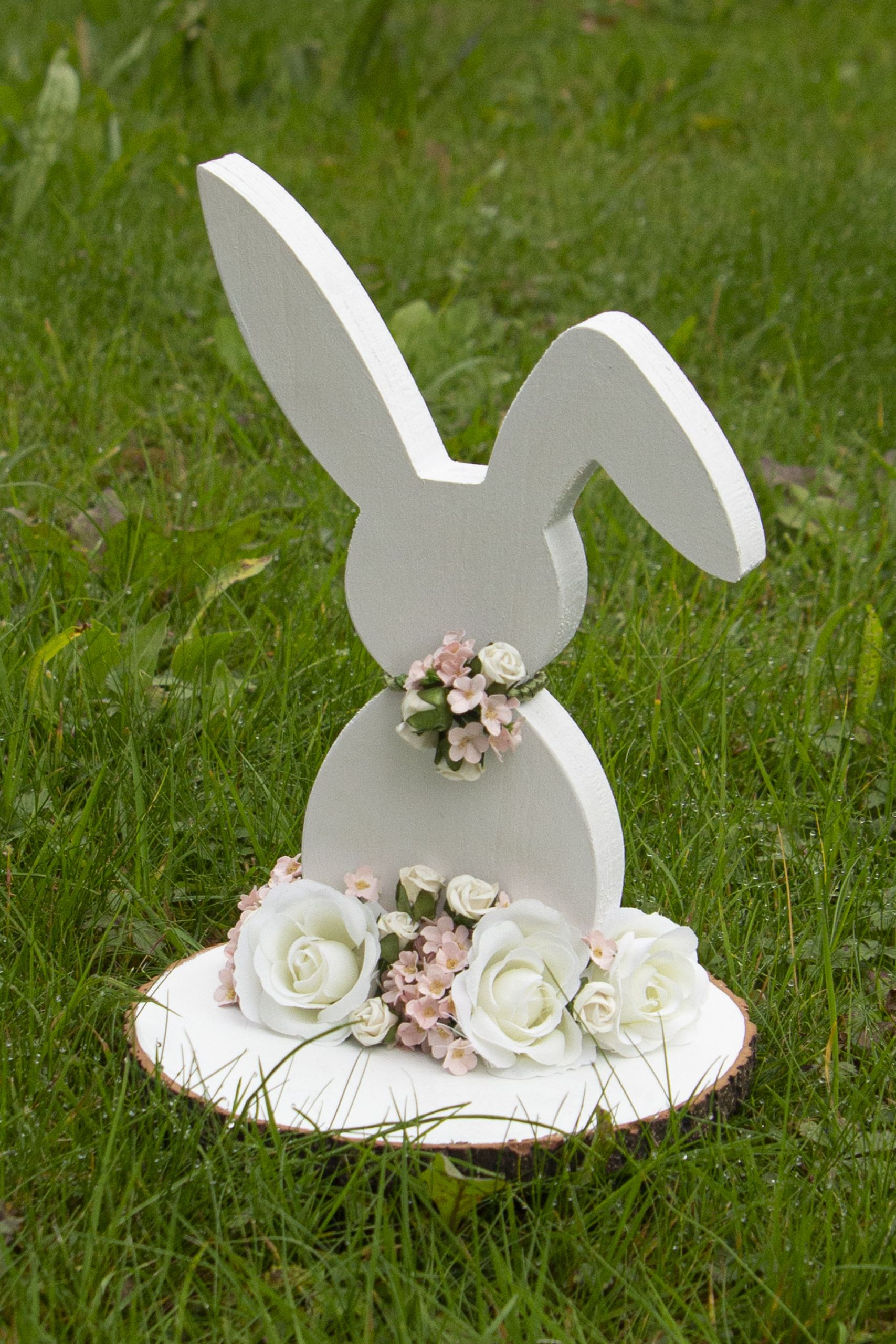 CONIGLIETTO CONIGLIO häsin fiori decorazioni personaggio Pasqua SHABBY CHIC VINTAGE Landhaus 14cm 