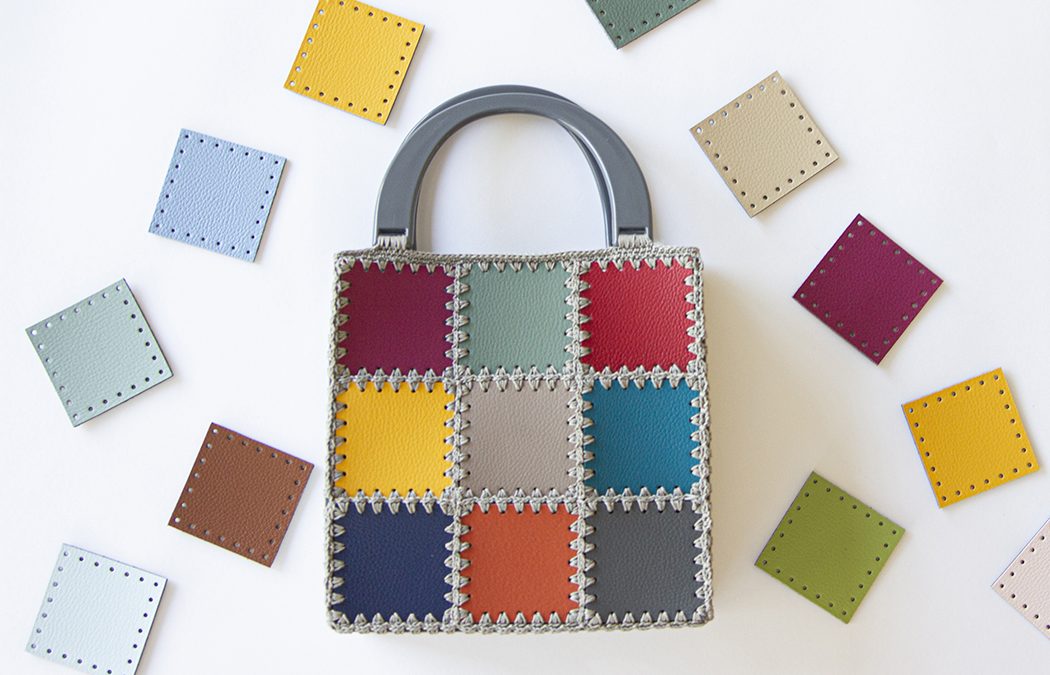 Tasche mit Kunstlederquadraten #3313