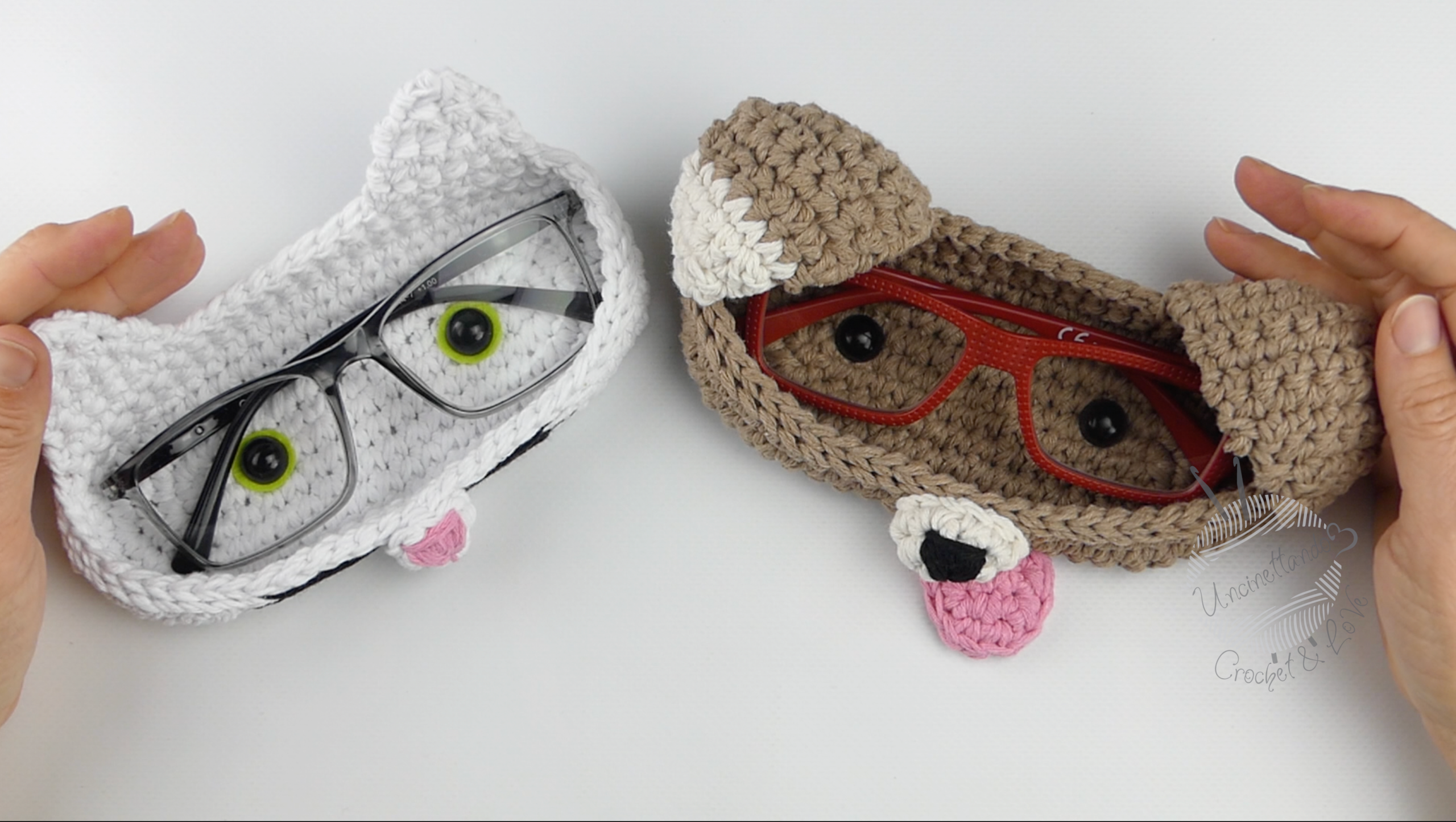 Animal-shaped crochet glasses case #3589